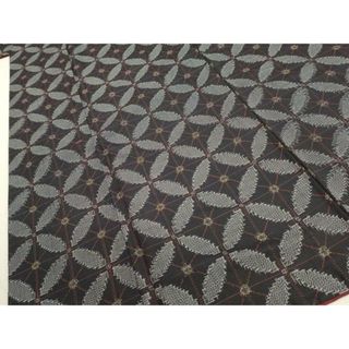 平和屋着物■上質な紬　七宝文　黒地　正絹　逸品　DAAQ4895cd(着物)