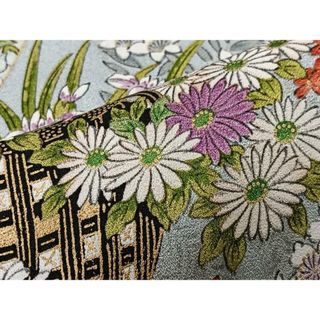 平和屋着物■上質な小紋　裂取り草花文　金彩　正絹　逸品　CAAR3329xe(着物)