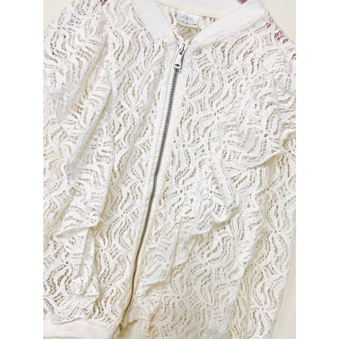 ZARA KIDS(ザラキッズ)のZARA KIDS レース フリル ボンバー ジャケット 150 152 キッズ/ベビー/マタニティのキッズ服女の子用(90cm~)(ジャケット/上着)の商品写真
