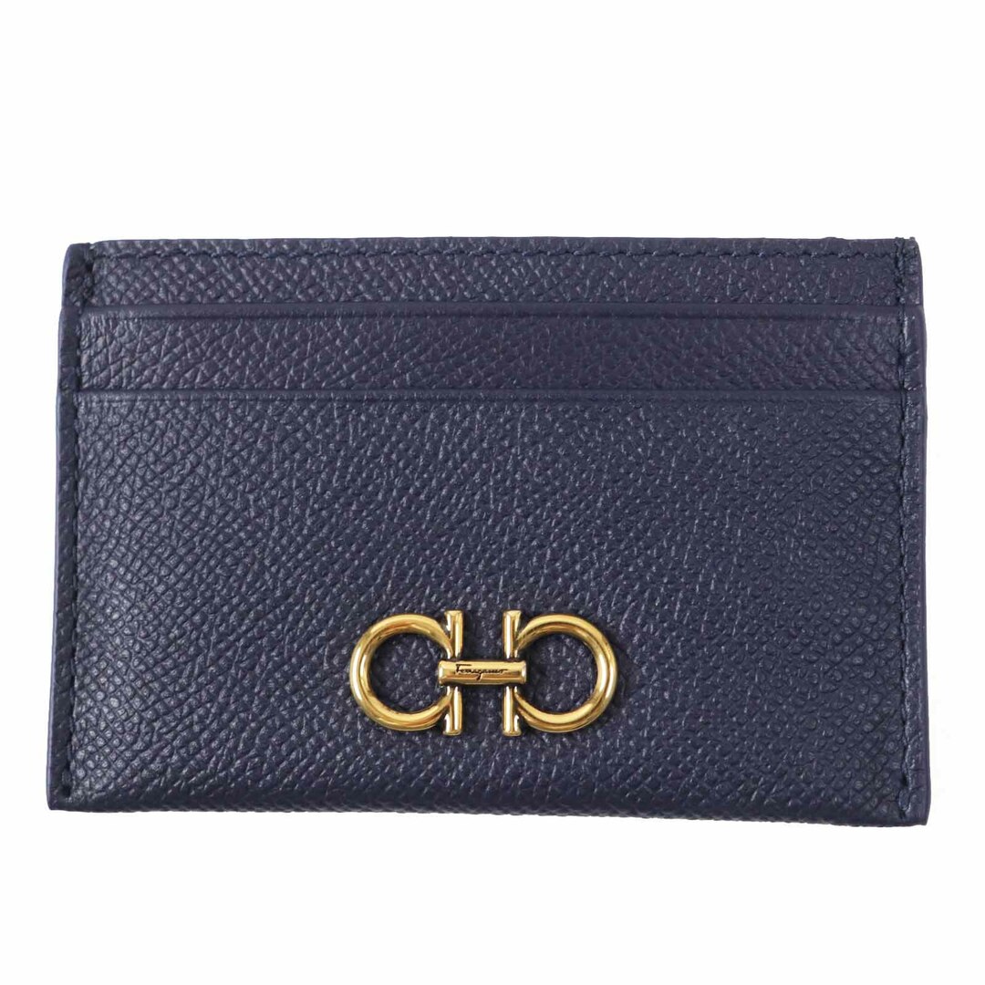 Salvatore Ferragamo - 極美品◎Salvatore Ferragamo サルヴァトーレフェラガモ DP-220007 ダブルガンチーニ金具 レザー パスケース／カードケース ミッドナイト ゴールド金具 箱付き イタリア製 レディース
