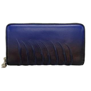 アレキサンダーマックイーン(Alexander McQueen)のALEXANDER McQUEEN(アレキサンダーマックイーン) 長財布 - ブルー×ダークネイビー×マルチ スカル/型押し加工/ラウンドファスナー レザー(財布)