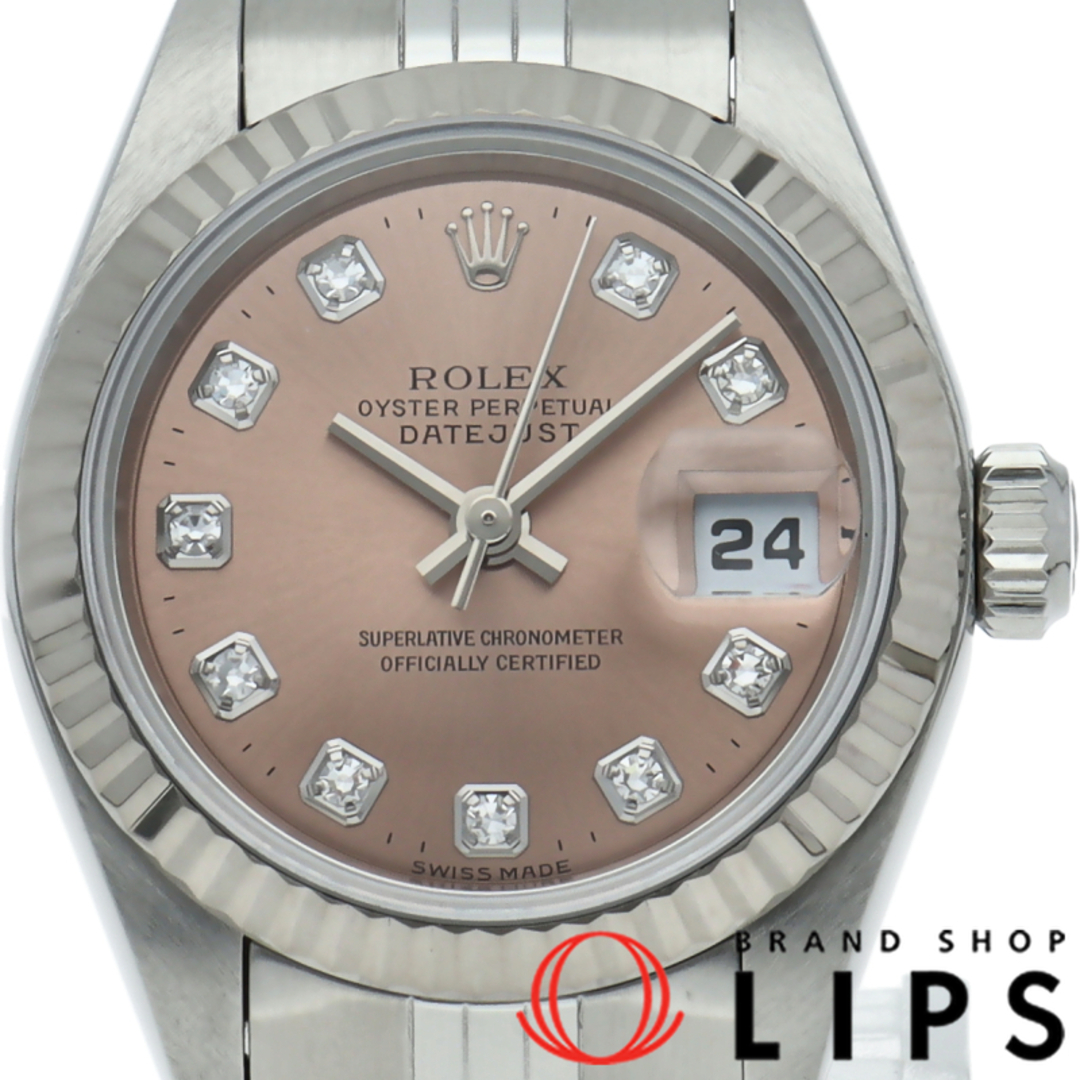ROLEX - ロレックス デイトジャスト レディース時計 10Pダイヤ Datejust Ladies 79174G(A) 箱 保証書 K18WG/SS レディース時計 ピンク 美品 【中古】
