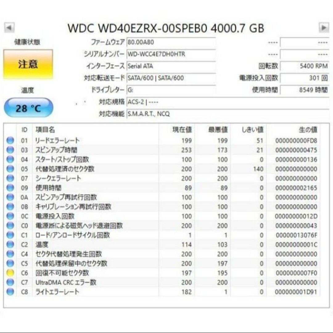 Western Digital(ウエスタンデジタル)の動作品 WD40EZRX 4TB HDD Green PCハードディスク 訳あり スマホ/家電/カメラのPC/タブレット(PCパーツ)の商品写真
