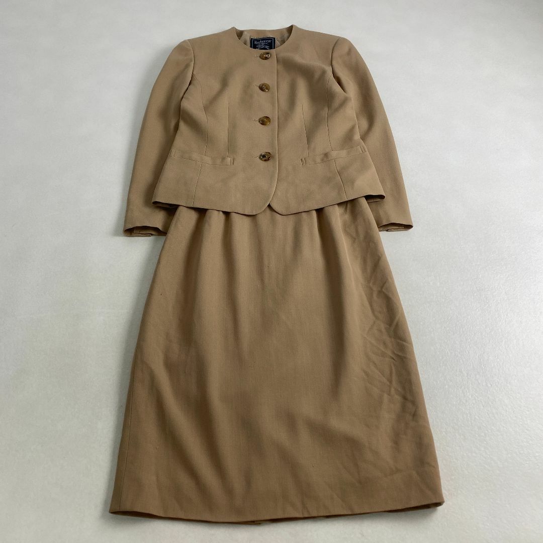 BURBERRY - バーバリー　スーツセットアップ　ノーカラー　ウール100　キャメル　上7 下9