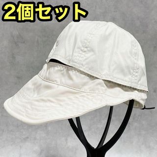 2個セット 帽子 小顔効果 折りたたみ 紫外線 サイズ調節 アイボリー 通気性(ノーカラージャケット)