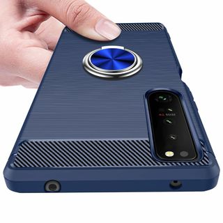 Xperia 1 IV 用ケース リング付き TPU 炭素繊維スマホケース 衝撃(その他)