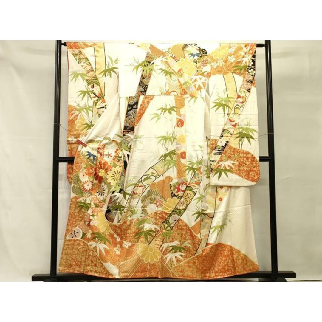 平和屋着物□豪華振袖 駒刺繍 笹竹花文 金彩 正絹 逸品 平和屋着物□豪華振袖 駒刺繍 笹竹花文 金彩 正絹 逸品