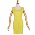 美品 プリーツプリーズ イッセイミヤケ PLEATS PLEASE ワンピース ノースリーブ チェック トップス F イエロー