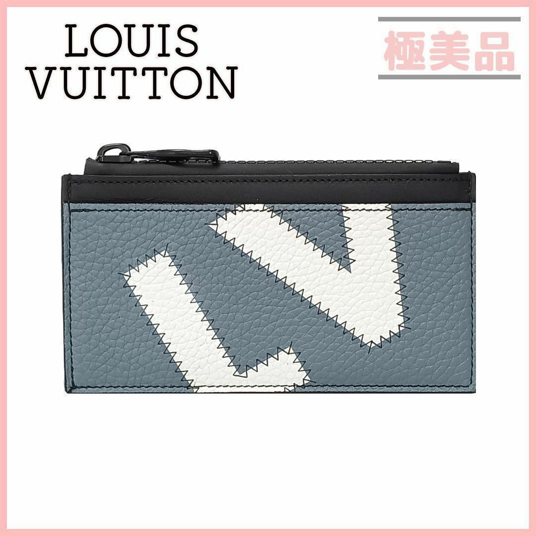 LOUIS VUITTON - ルイヴィトン M81314 モノグラム LVロゴ コインケース ブルー ホワイト