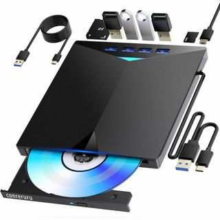 外付けDVD CDドライブ USB-A+Type-cインターフェイス 書込対応(PC周辺機器)