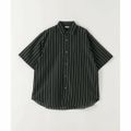 【BLACK】【S】<Steven Alan> T/C ダークストライプ レギュラーカラー ショートスリーブ シャツ -A-LINE LOOSE CASUAL
