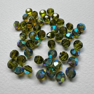  SWAROVSKI スワロフスキー ヴィンテージ　オリーブ 6mm 50粒③(各種パーツ)