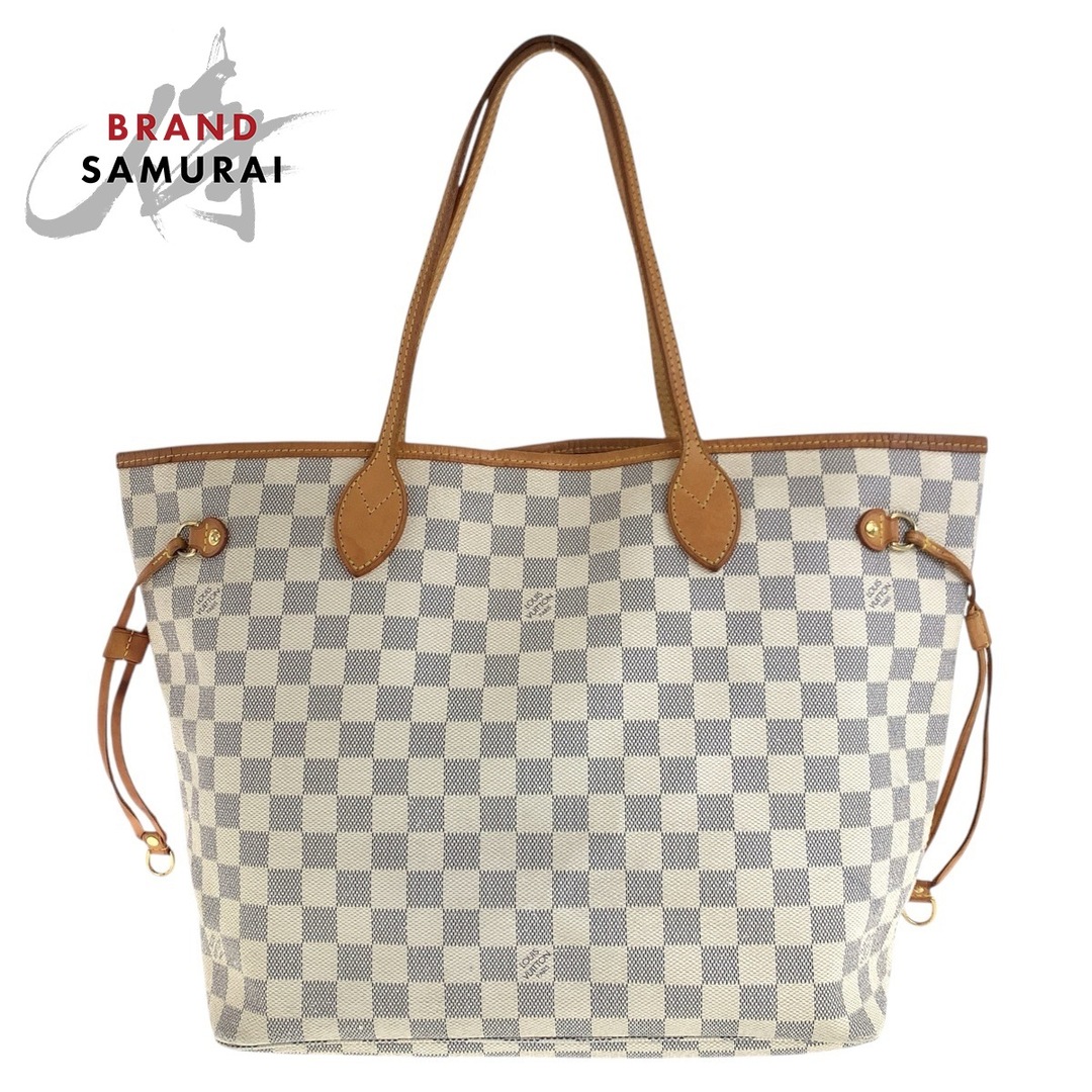 LOUIS VUITTON - LOUIS VUITTON ルイヴィトン ダミエ アズール ネヴァーフル MM ホワイト グレー ゴールド金具 PVC /レザー N51107 トートバッグ ショルダーバッグ レディース 502841 【中古】