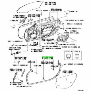 レクサス(LEXUS)のレクサス 純正 SC430 ソアラ フロントドア ウエザストリップ 右(車種別パーツ)