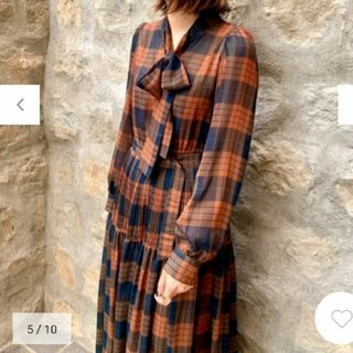 グレースコンチネンタル(GRACE CONTINENTAL)の4万9500円 GRACE CONTINENTAL ボウタイ チェックワンピース(ロングワンピース/マキシワンピース)