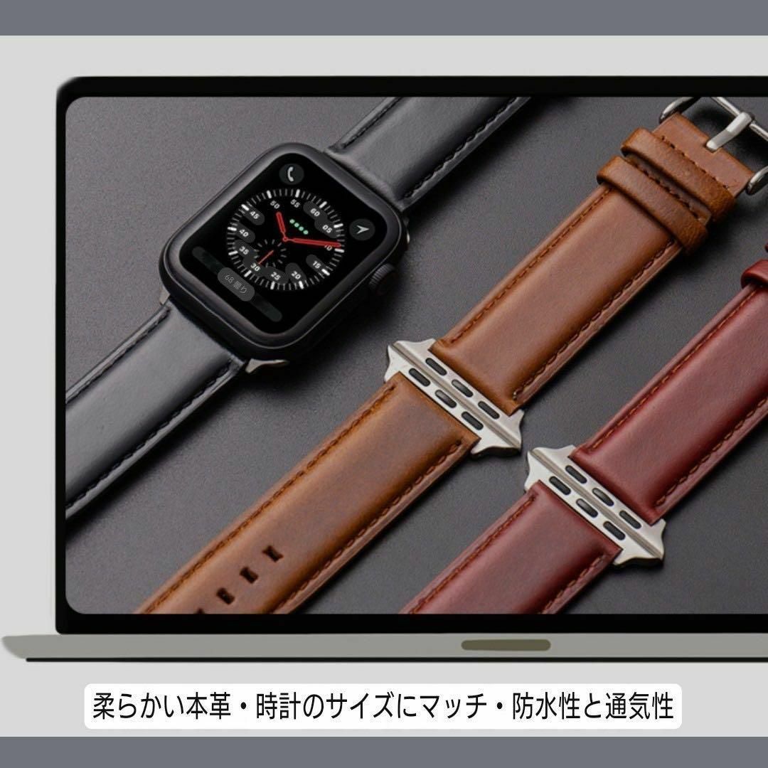 本革 アップルウォッチ ベルト ブラック 黒 38/40/41mm ゴールド金具 メンズの時計(レザーベルト)の商品写真