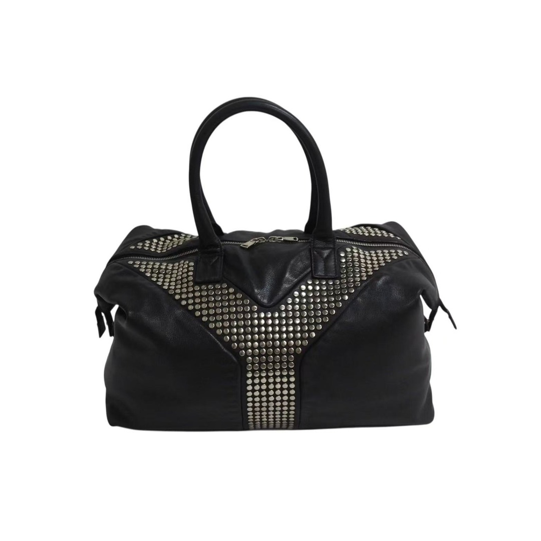 SAINT LAURENT - 極美品 YVES SAINT LAURENT イヴサンローラン ハンドバッグ 29233324 レザー ブラック スタッズ シルバー金具 中古 4b002114