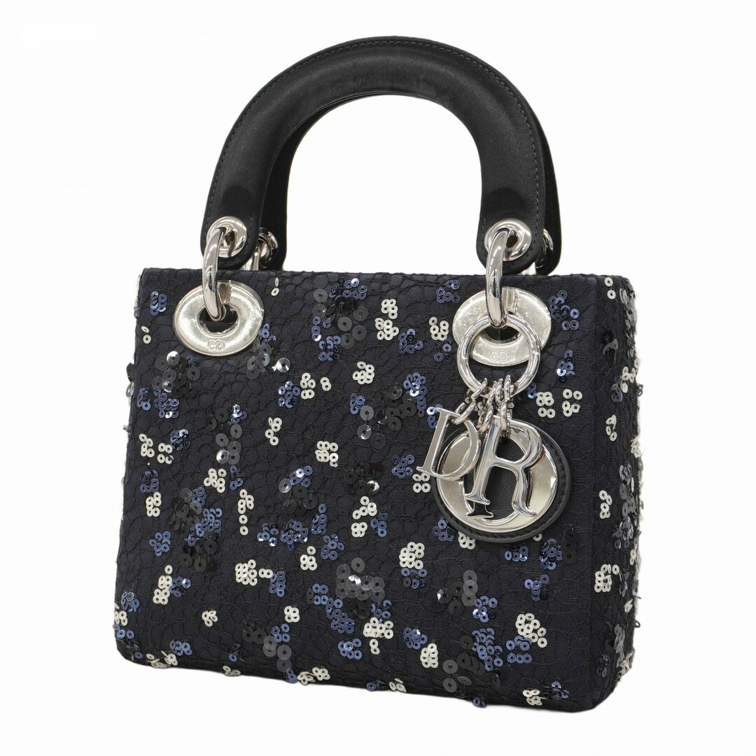Christian Dior - 【5ed4294】クリスチャンディオール ハンドバッグ レディディオール スパンコール ネイビー シルバー金具【中古】レディース