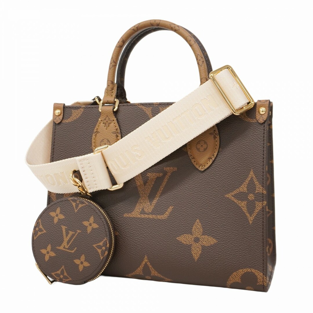 LOUIS VUITTON - 【5ed4514】ルイヴィトン ハンドバッグ モノグラム・リバース/モノグラム・ジャイアント オンザゴーPM M46373 ブラウン【中古】レディース