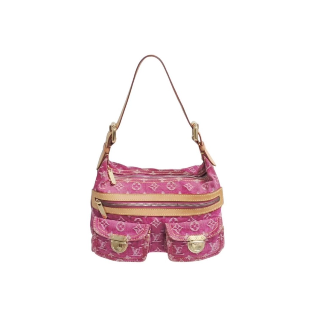 LOUIS VUITTON - LOUIS VUITTON ルイヴィトン バギーPM ワンショルダーバッグ M95212 モノグラム デニム レザー ピンク 美品 中古 4b002457