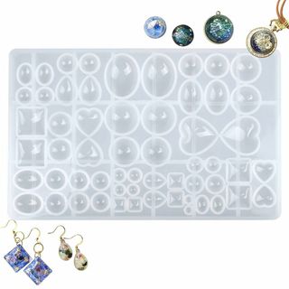 サムコス レジン 水滴 宝石 ハート 半円 楕円 シリコンモールド イヤリング (その他)