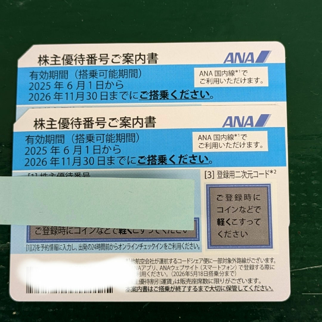 ANA(全日本空輸)(エーエヌエー(ゼンニッポンクウユ))のANA株主優待券2枚 2025 チケットの優待券/割引券(その他)の商品写真