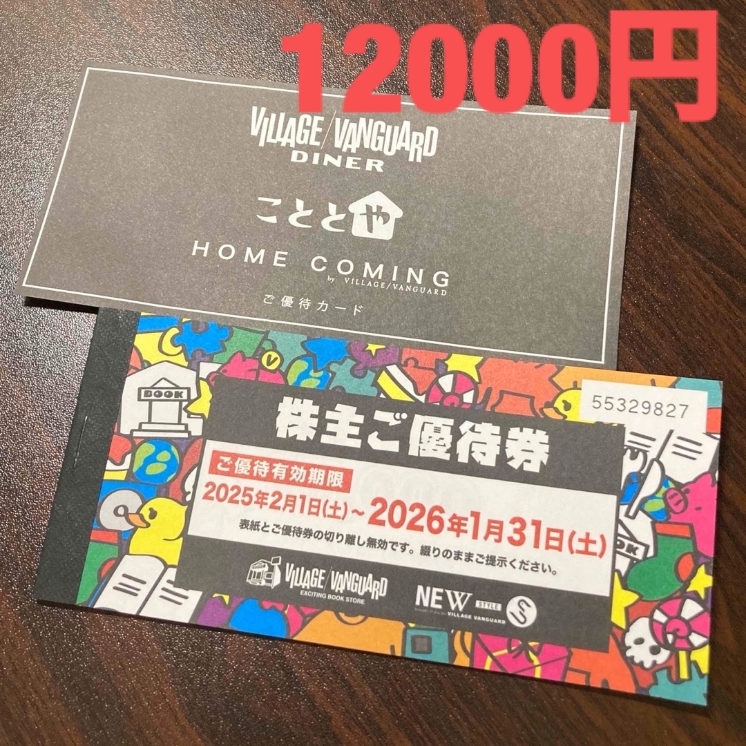 ヴィレッジヴァンガードVILLAGE VANGUARD株主優待券12,000円分 チケットの優待券/割引券(ショッピング)の商品写真