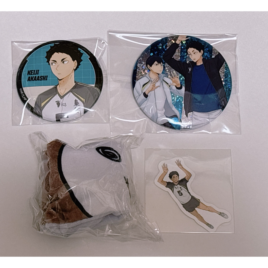 ハイキュー 準備体操 缶バッジ アイマスク スシローコラボピック 赤葦京治 エンタメ/ホビーのおもちゃ/ぬいぐるみ(キャラクターグッズ)の商品写真