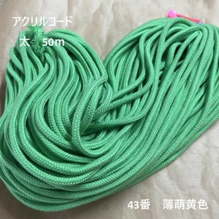 在庫処分特価　アクリルコード 紐 ひも 太　50ｍ綛　1反　43番　薄萌黄色(生地/糸)
