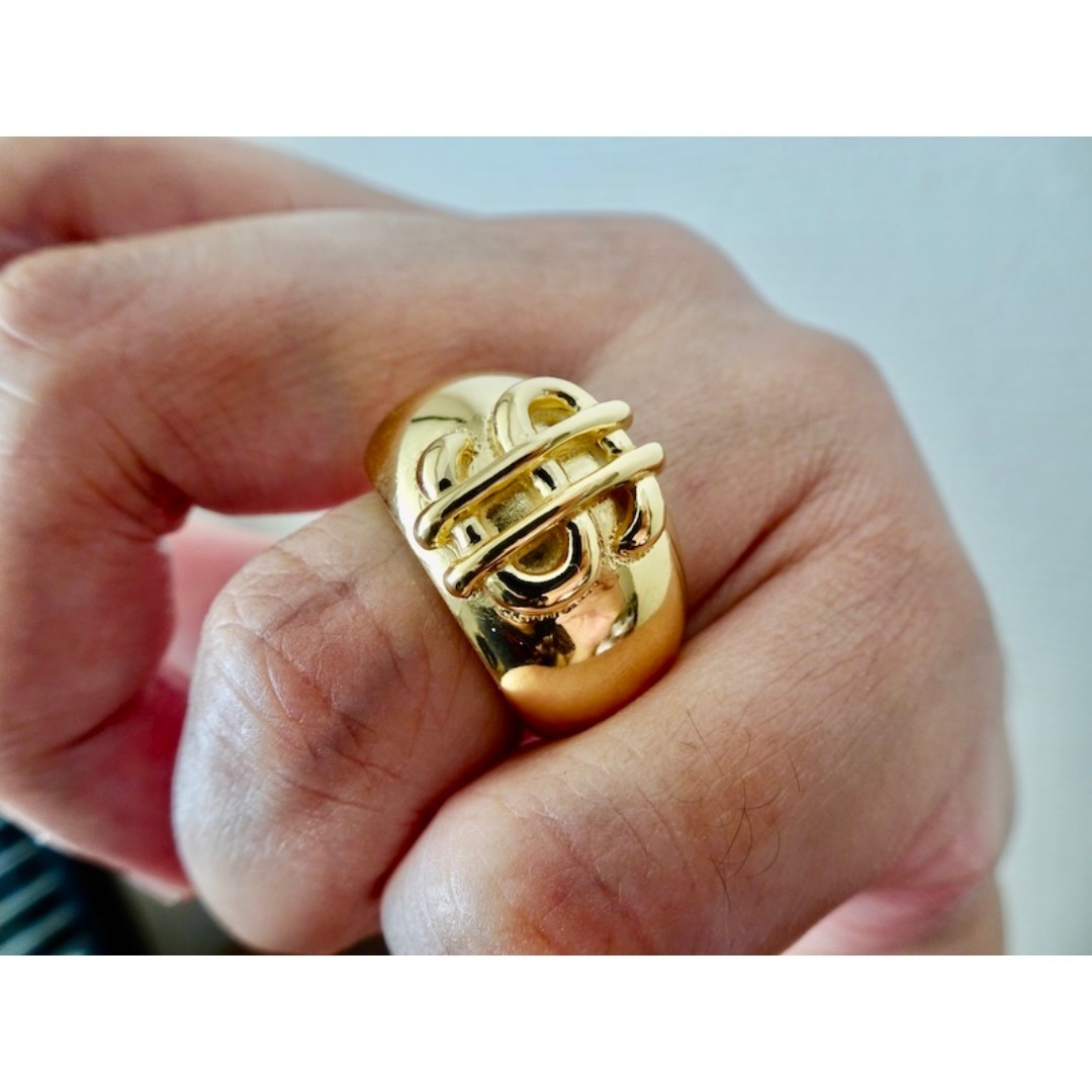 仁尾彫金『k18ゴールド、ドルマーク甲丸リング』ハンドメイド393