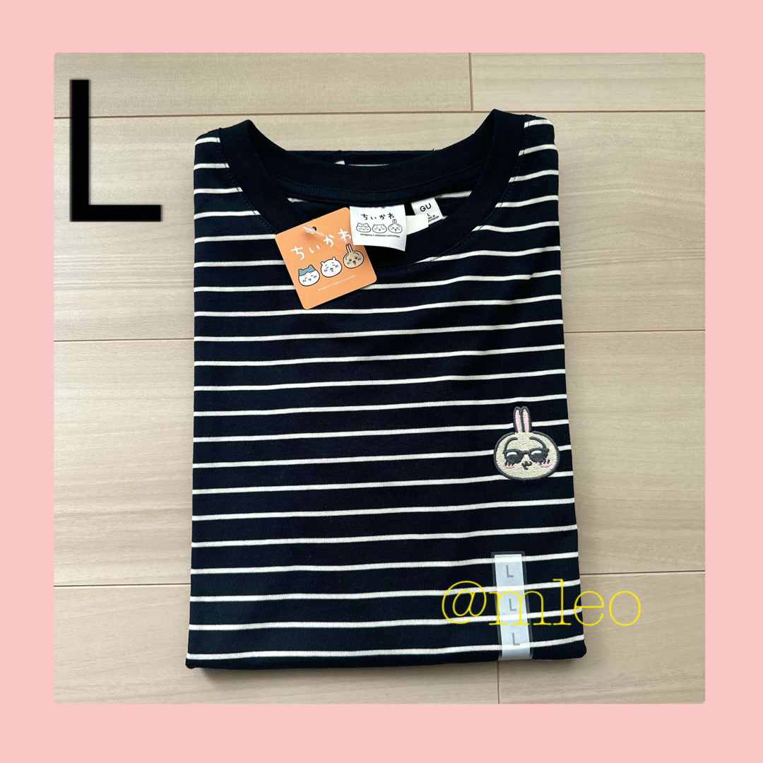 【新品】GU ジーユー ちいかわ ボーダーT うさぎ L レディースのトップス(Tシャツ(半袖/袖なし))の商品写真