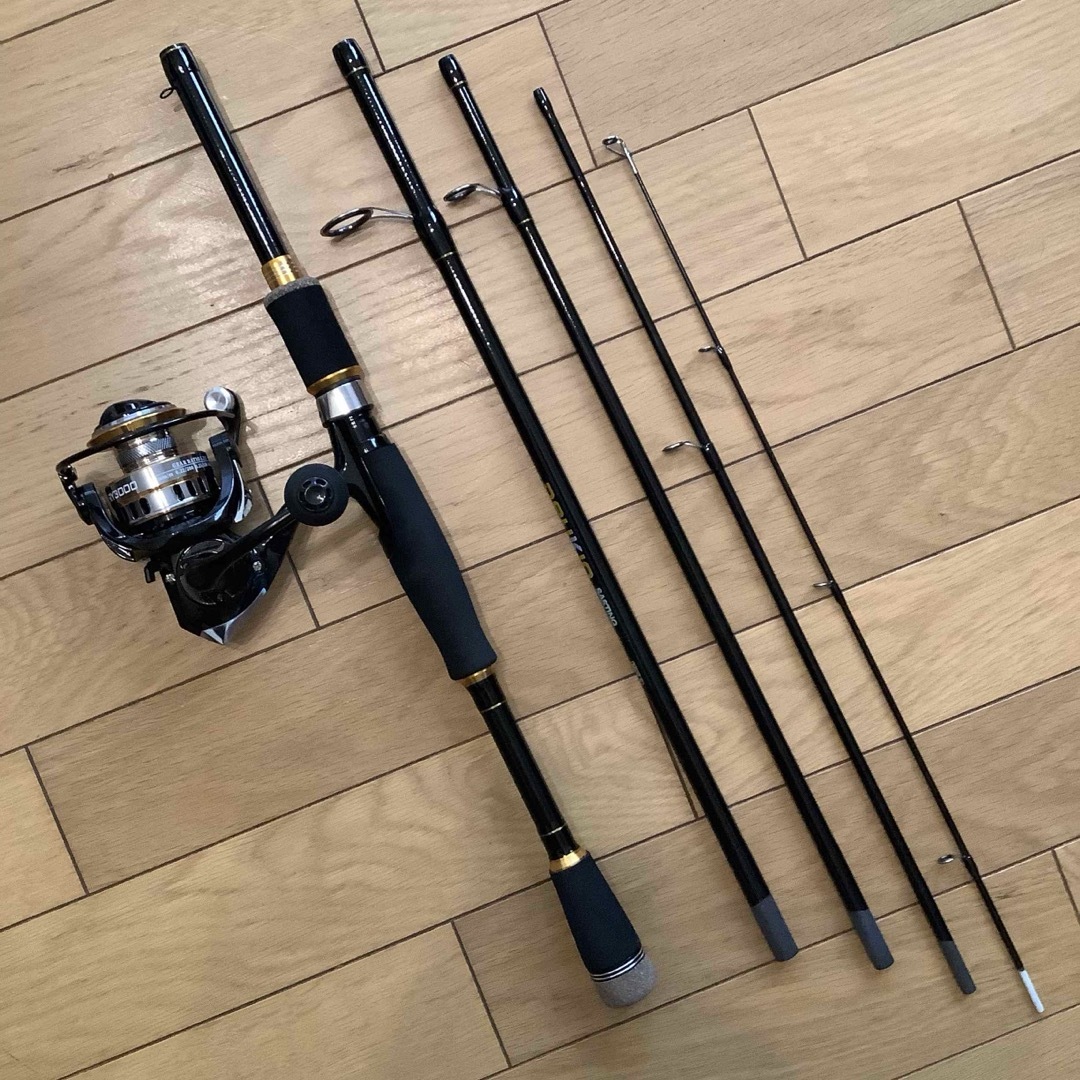 玄関先迄納品 ショアジギ 5ピース2.1mスピニングロッド&スピニングリール3000 ロッド