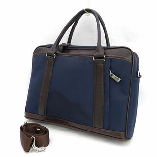 TAKEO KIKUCHI / タケオキクチ ◆ビジネスバッグ/2WAY/ナイロン×レザー/ネイビー 【バッグ/バック/BAG/鞄/カバン】 メンズファッション【中古】 [0220524226](ビジネスバッグ)