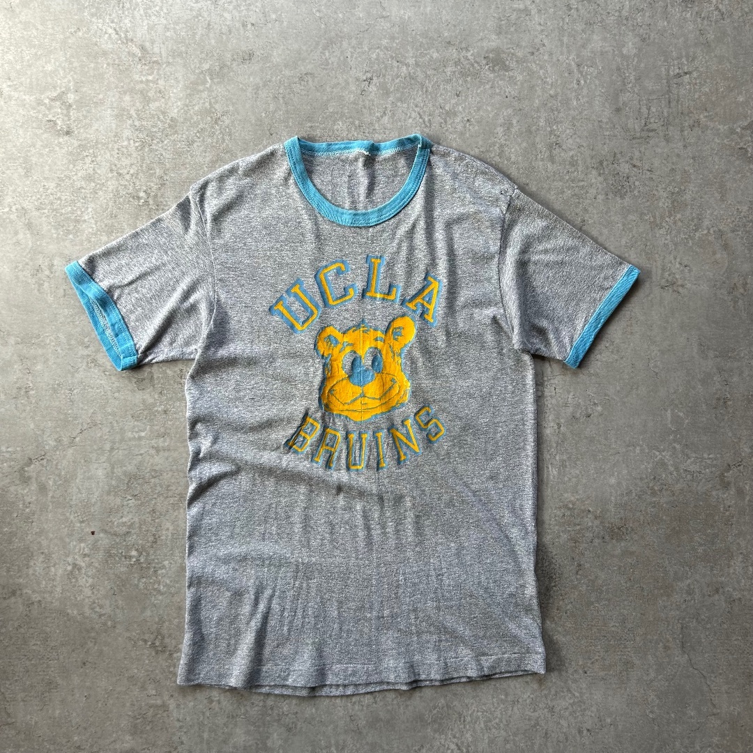 VINTAGE - 70s80s リンガーtシャツ USA製 グレー×水色 UCLA ブルーインズ