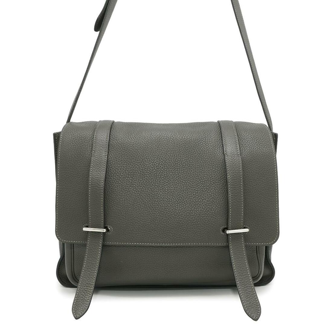 HERMES - エルメス ショルダーバッグ スティーブ ブザス Steve Besace グレー/シルバー金具 トリヨンクレマンス □O刻印