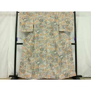 平和屋着物■上質な小紋　陶器文　鬼しぼ縮緬　正絹　逸品　AAAT6997jh(着物)