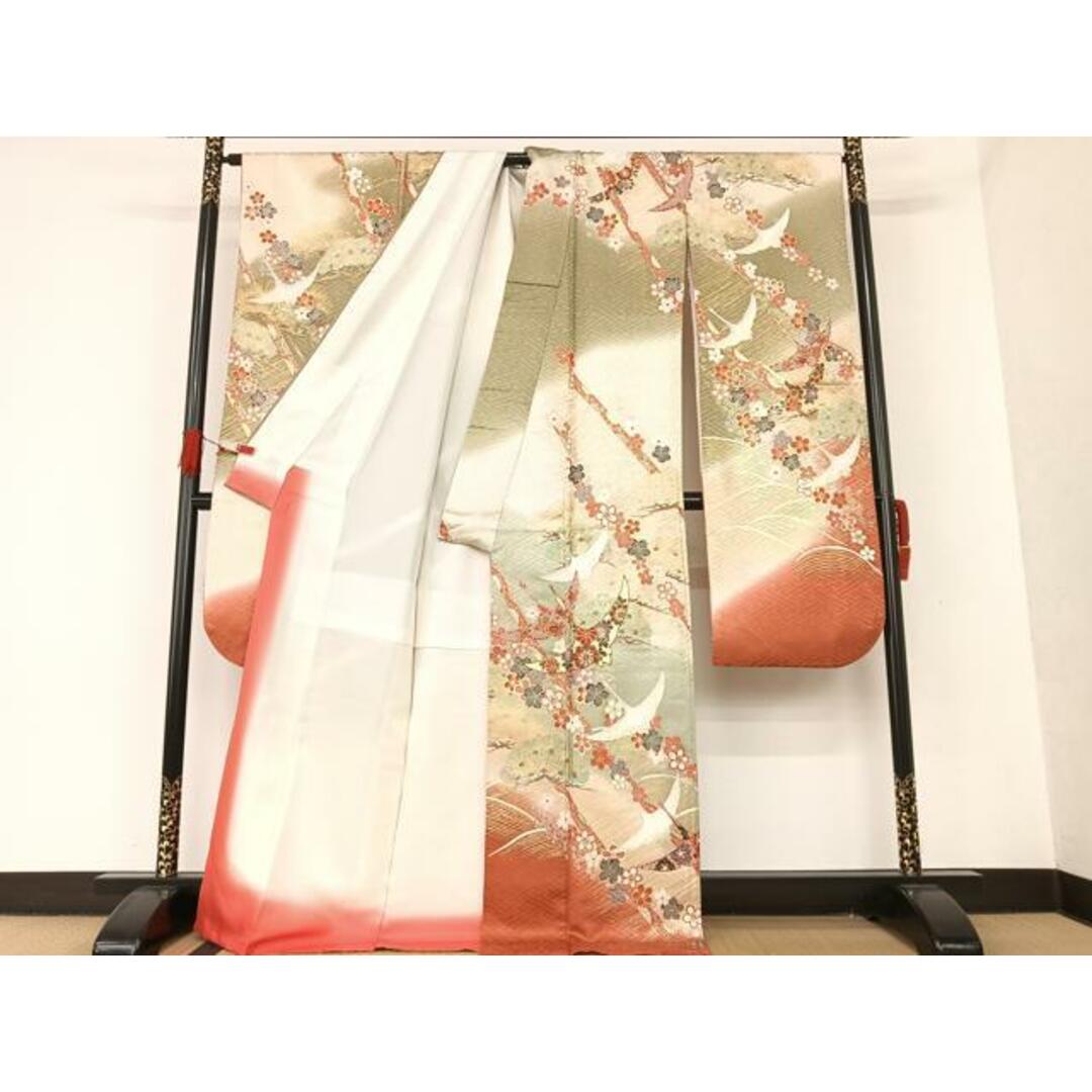 平和屋着物□豪華振袖 駒刺繍 飛鶴花文 暈し染め 金彩 正絹 逸品 平和屋着物□豪華振袖 駒刺繍 飛鶴花文 暈し染め 金彩 正絹 逸品
