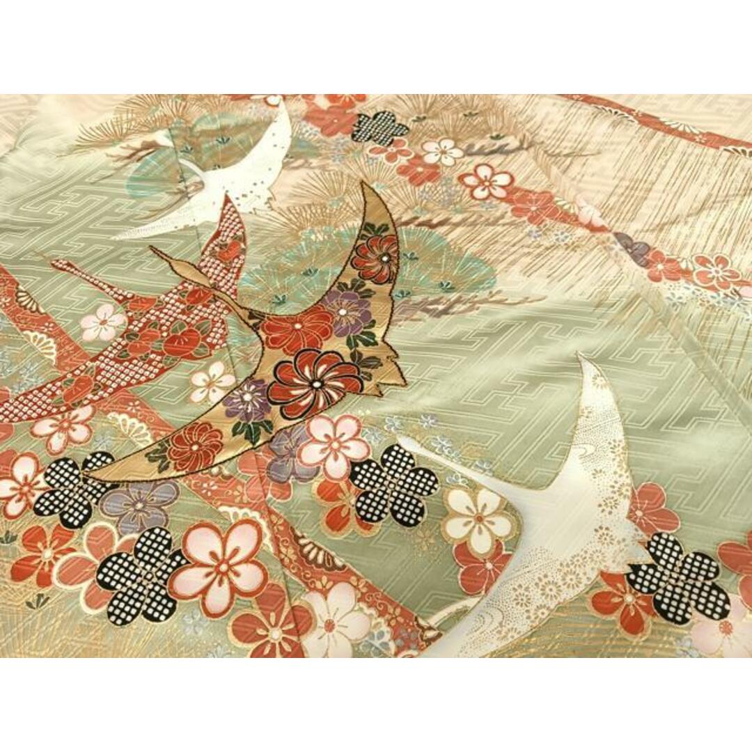 平和屋着物□豪華振袖 駒刺繍 飛鶴花文 暈し染め 金彩 正絹 逸品 平和屋着物□豪華振袖 駒刺繍 飛鶴花文 暈し染め 金彩 正絹 逸品