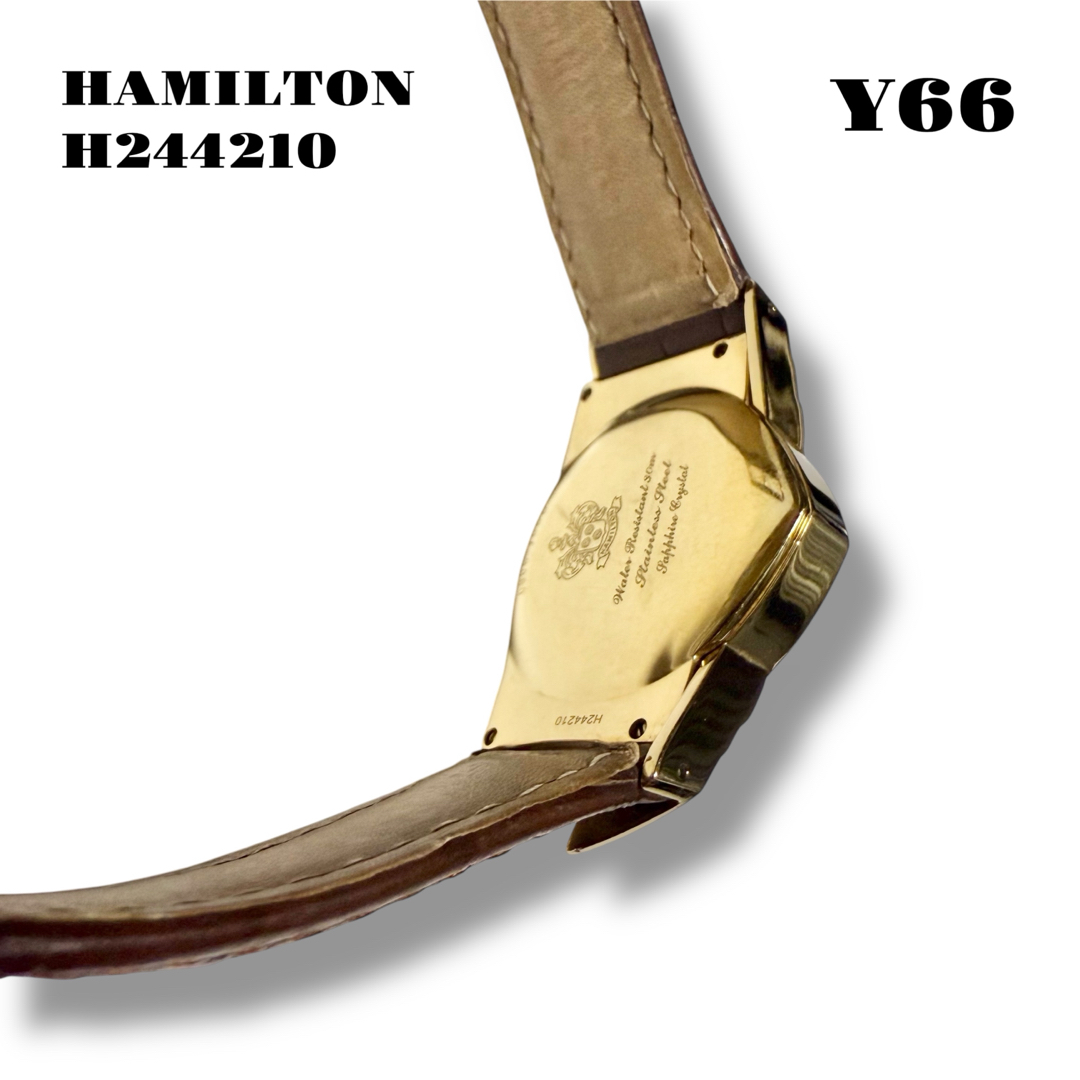 『HAMI VEN H244210 純正茶革』 希少品！ HAMILTON H244210 純正 茶革 ゴールド レザー 金 黒