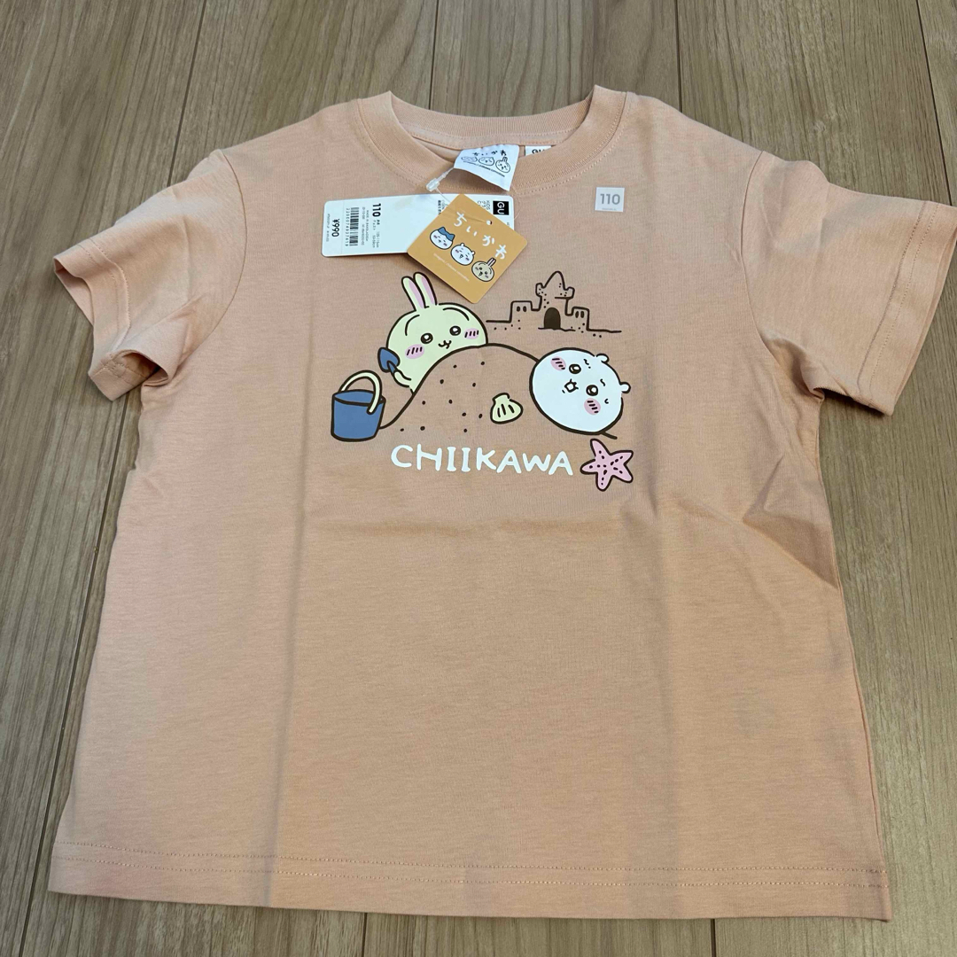 GU(ジーユー)のGU ちいかわ うさぎ Tシャツ オレンジ 110cm キッズ/ベビー/マタニティのキッズ服女の子用(90cm~)(Tシャツ/カットソー)の商品写真