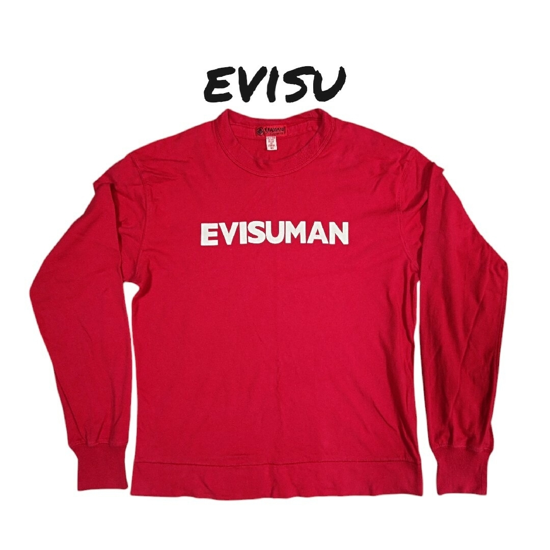 EVISU(エヴィスジーンズ)のエヴィス 長袖Tシャツ EVISU 40サイズ 戎 EVISUMAN レッド メンズのトップス(Tシャツ/カットソー(七分/長袖))の商品写真