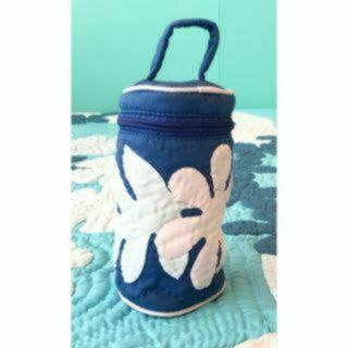 「正規品 」ハートミニバニティ♡モンステラ♡ロイヤルブルー♡ハワイアンキルト(ポーチ)