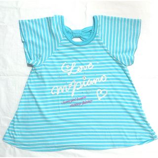 mezzo piano junior - メゾピアノ 160 バックリボンボーダー柄カットソー 半袖Tシャツ ビジュー