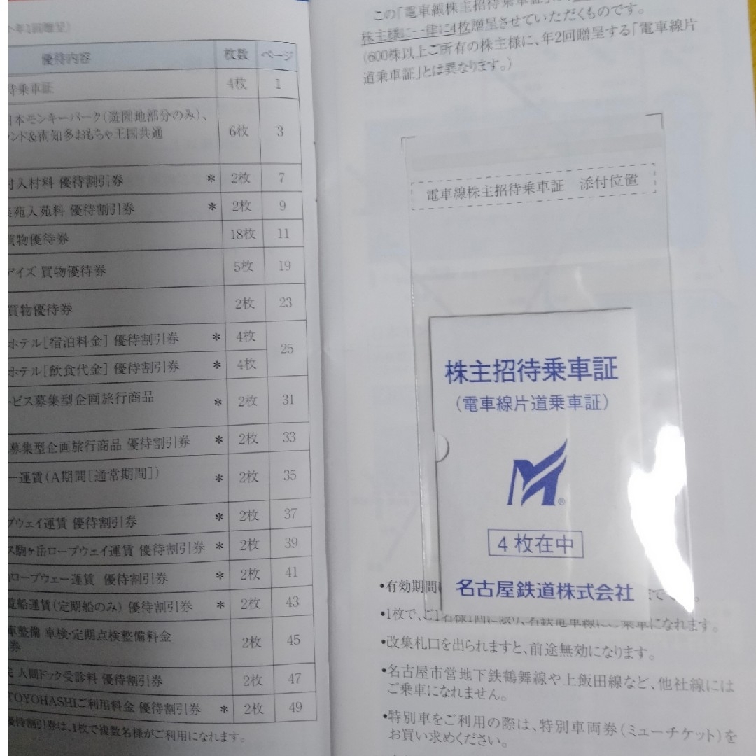 名古屋鉄道(名鉄)株主優待 冊子+乗車券4枚 25/6 チケットの施設利用券(遊園地/テーマパーク)の商品写真