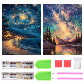 サムコス ダイヤモンドアート キット ダイヤモンドの絵画 2個セット きれい 全(その他)