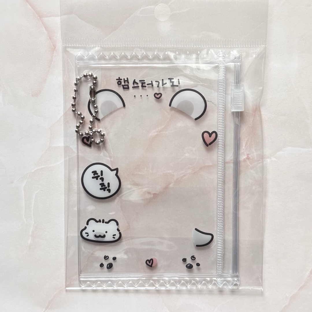 ダッキーワールド 韓国 トレカケース トレカホルダー クリア ハムスター 白 エンタメ/ホビーのトレーディングカード(カードサプライ/アクセサリ)の商品写真