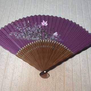 紫花柄木製扇子(その他)