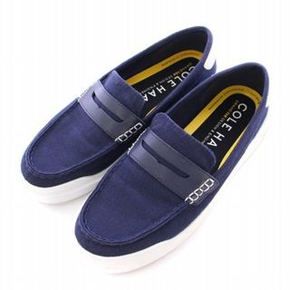コールハーン(Cole Haan)のコールハーン グランドプロ ラリーキャンバスペニーローファー スリッポン 紺(ローファー/革靴)