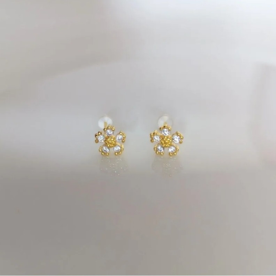 シルバー925 18K コーティング ジルコニア 星 月 非対称 ピアス