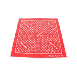 ルイヴィトン(LOUIS VUITTON)のルイ・ヴィトン LOUIS VUITTON LOUIS VUITTON × Supreme スカーフ 衣料品 コットン レッド メンズ レッド系 / ホワイト系 MP1888 【中古】(バンダナ/スカーフ)